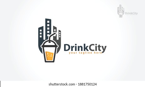 Juice drink city logo template. Vector