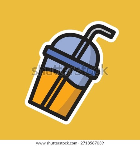 juice drink editable cartoon style sticker vector