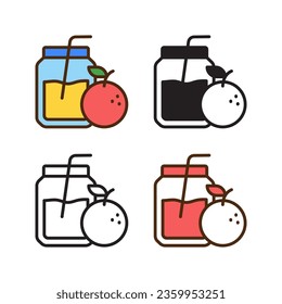 juice drink icon in 4 style: flat, glyph, outline, duotone
