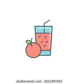 Juice drink icon in color icon, isolated on white background 