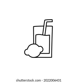 Juice drink icon in flat black line style, isolated on white background 