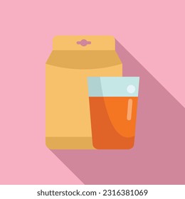 Juice drink icon flat vector. Food lunch. Kid container