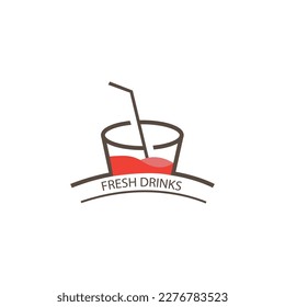 juice drink logo design abstract line vector illustration