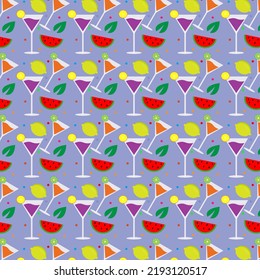 Saft-Getränke sind wie eine Party in einem schönen und farbenfrohen Muster
