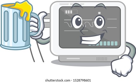With juice ecg machine isolated in the character