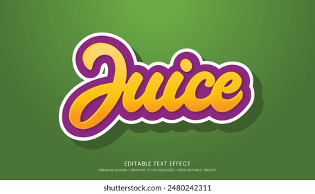 juice editable 3d text effect template bold typography and abstract style drinks logo and brand	