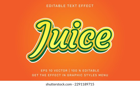 Juice editable text effect in 3d style. Suitable for brand or business logos
