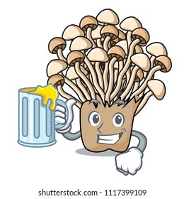 With juice enoki mushroom mascot cartoon