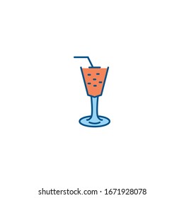 Icono de contorno relleno de jugo vectorial - vaso de zumo de naranja