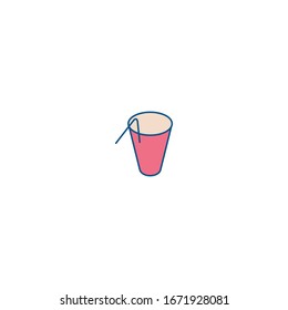 Icono de contorno relleno de jugo vectorial - vaso de zumo de naranja