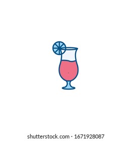 Juice filled outline icon vector - glass of orange juice