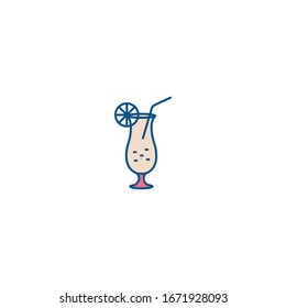 Juice filled outline icon vector - glass of orange juice