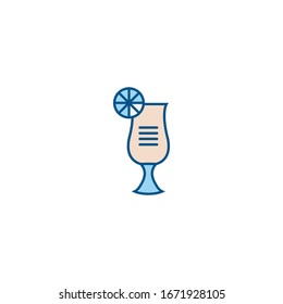 Juice filled outline icon vector - glass of orange juice