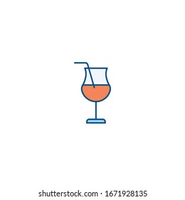 Juice filled outline icon vector - glass of orange juice