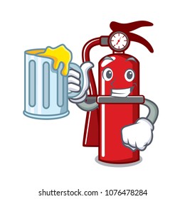 With juice fire extinguisher mascot cartoon