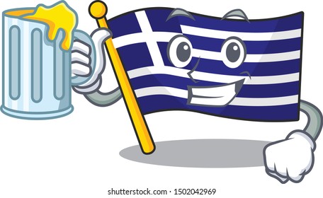 With juice flag greece character shaped the cartoon