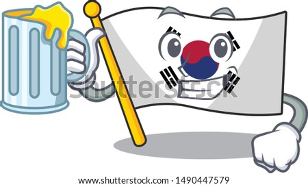 With juice flag korea isolated with the mascot