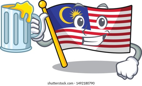 With juice flag malaysia hoisted on cartoon pole