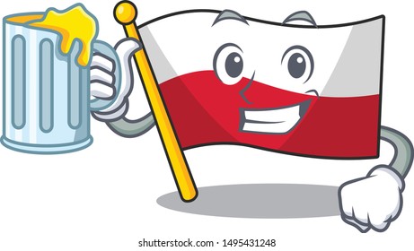 With juice flag poland hoisted isolated the character