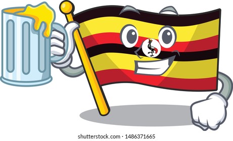With juice flag uganda isolated in the cartoon