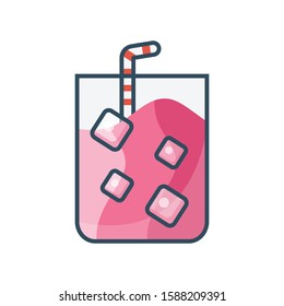 juice flat color line icon 