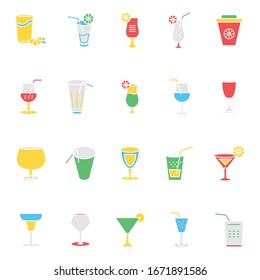 Juice flat icon set vector - fruit juice