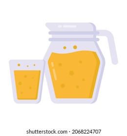 Juice in flat style icon, summer drink 