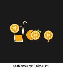 Juice flat vector icon. Cocktail flat vector icon. Orange flat vector icon