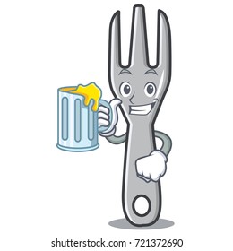 With juice fork character cartoon style
