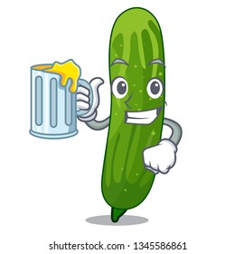 With juice fresh cucumber isolated in the cartoon