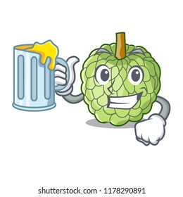 With juice fresh custard apple sweet fruit cartoon