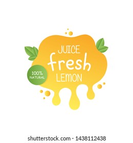 Juice fresh lemon label icon for your needs. 100 percent natural. Healthy juice sticker design.