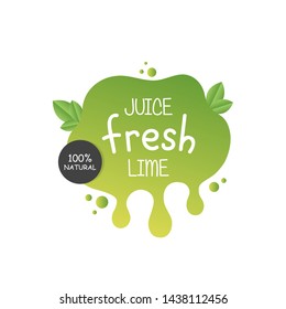 Juice fresh lime label icon for your needs. 100 percent natural. Healthy juice sticker design.