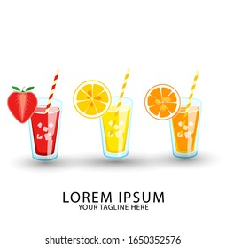 juice fresh orange, lemon, strawberry icon vector design