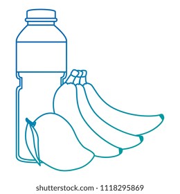 juice fruit bottle with bananas and mango