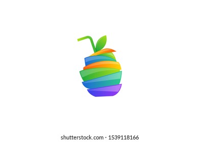 Juice fruit cut logo design template. Colorful style. 