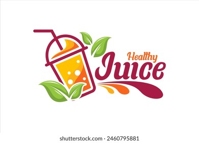 juice fruit drink fresh logo sticker emblem simple business logo