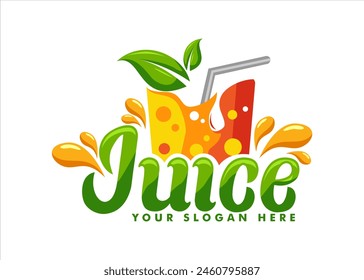 juice fruit drink fresh logo sticker emblem simple business logo