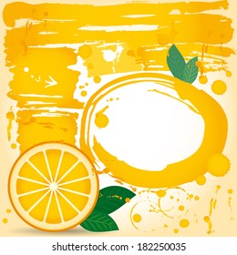 juice fruit drops liquid orange element design. Grunge. Spray paint. Vector.