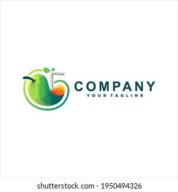 diseño del logotipo del gradiente de frutas de jugo