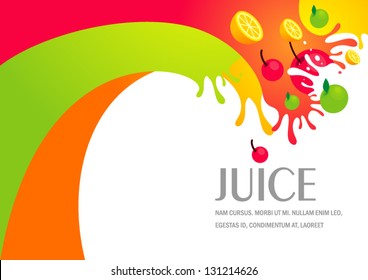 Juice Fruit Liquid Drops Splash Colorful Background