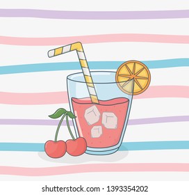  juice fruit in pot with straw