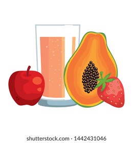 juice fruits with glass healthy food