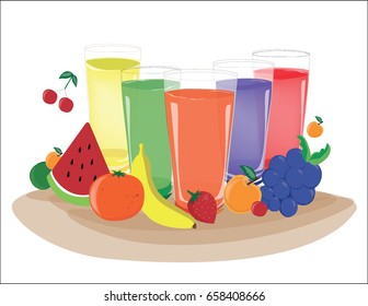 Juice fruits, illustration vector.