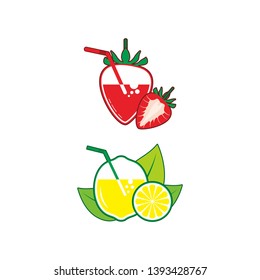 Juice and Fruits vector, drink, lemon, strawaberry
