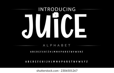 Juice Funky colorful cartoon font type. Vector alphabet