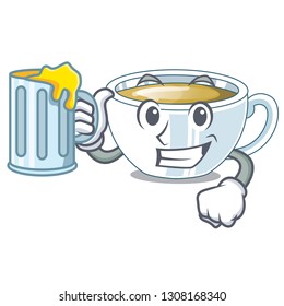 With juice ginger tea in the cartoon shape