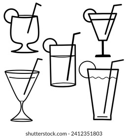 juice glass, collection of vector illustrations on a white background