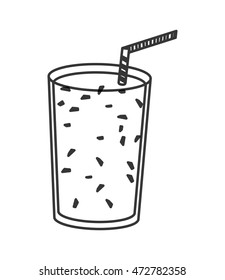 juice glass drinking straw drink beverage fresh icon. Flat and isolated design. Vector illustration