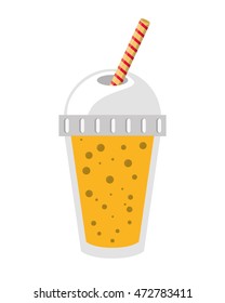 juice glass drinking straw drink beverage fresh icon. Flat and isolated design. Vector illustration